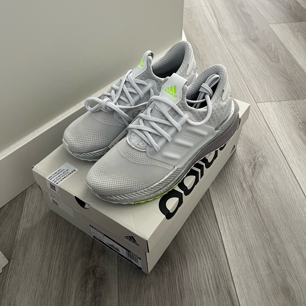 X_PLRBOOST Adidas Gray and Green Sneakers with Mesh Upper